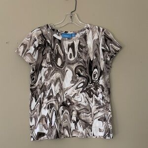 Simply Vera Vera Wang Black and Brown Abstract Short Sleeve Tee